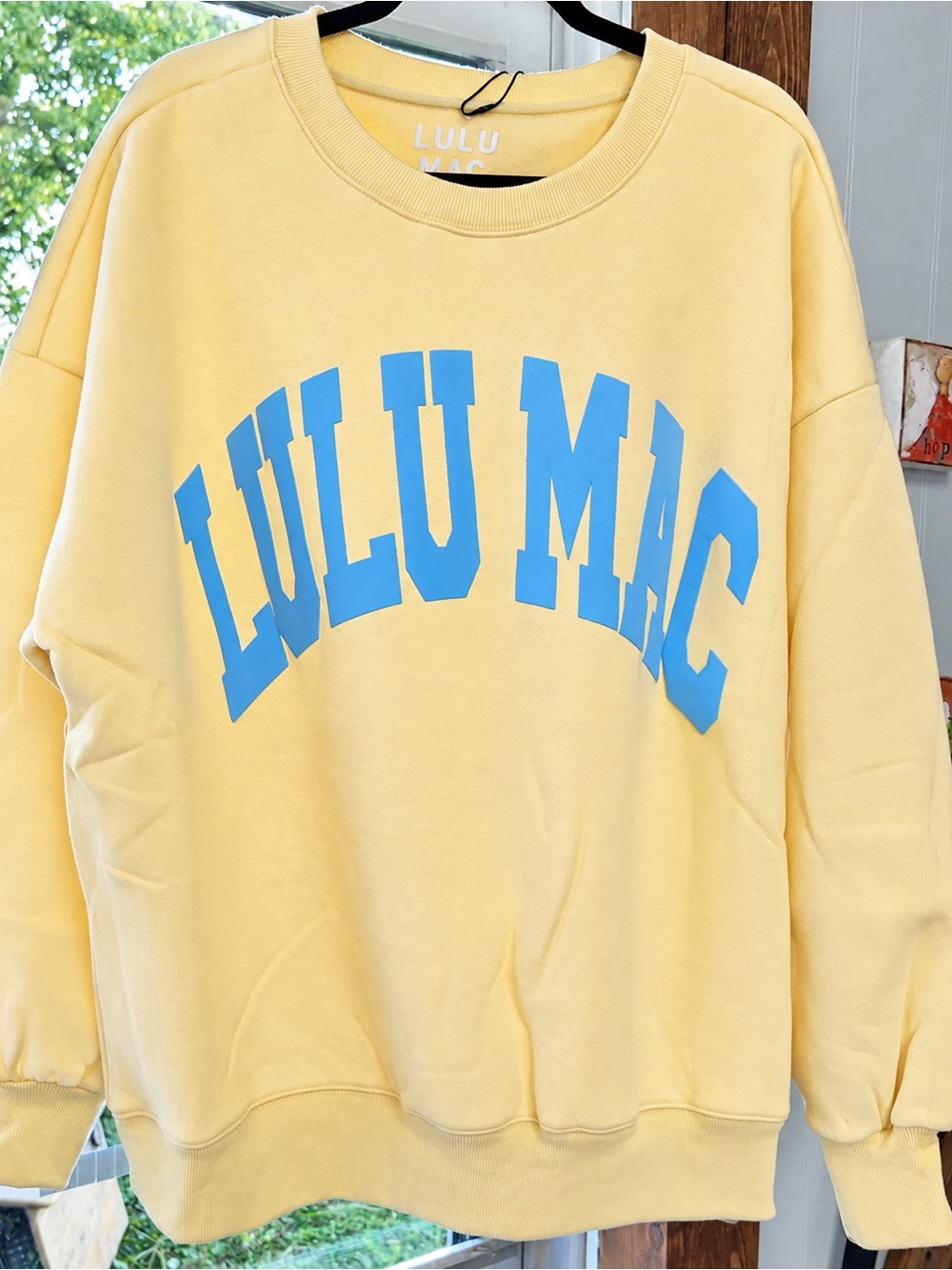 Women's Yellow Crewneck Sweater with Blue Logo